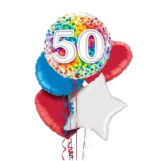 Happy 50th Birthday Rainbow Confetti Balloon Bouquet
